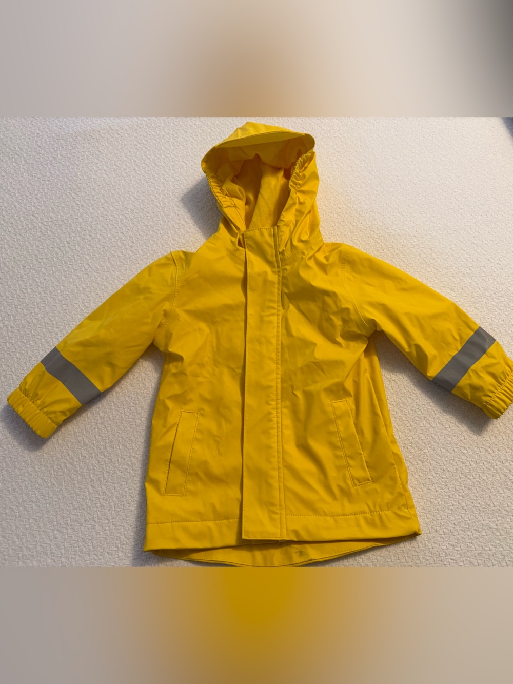 Cat & Jack Bright Yellow Hooded Raincoat with Reflective Bands